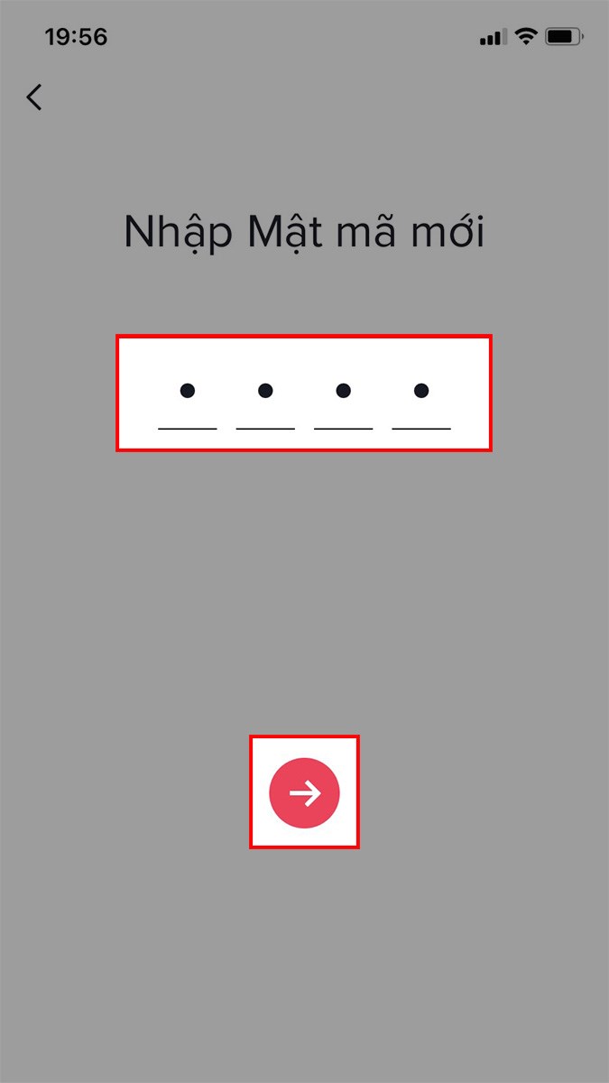 Nhập mật khẩu mới cho chế độ hạn chế > Nhấn biểu tượng mũi t&ecirc;n