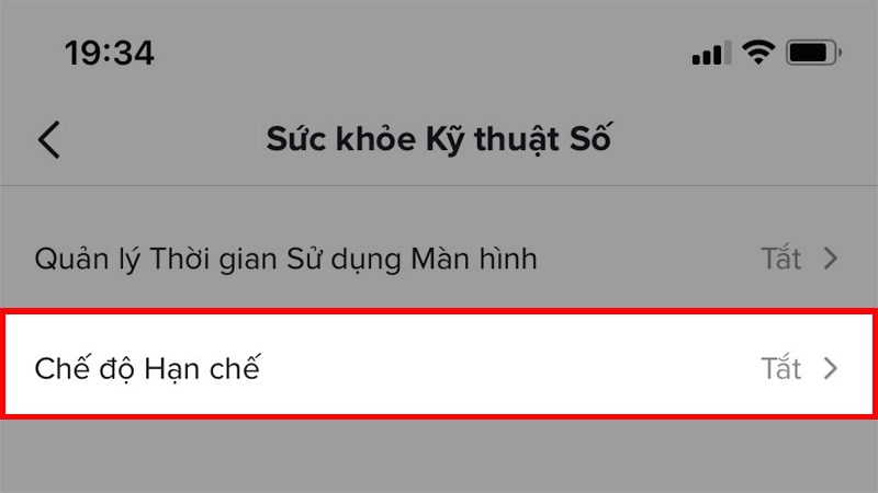Chọn Chế độ Hạn chế