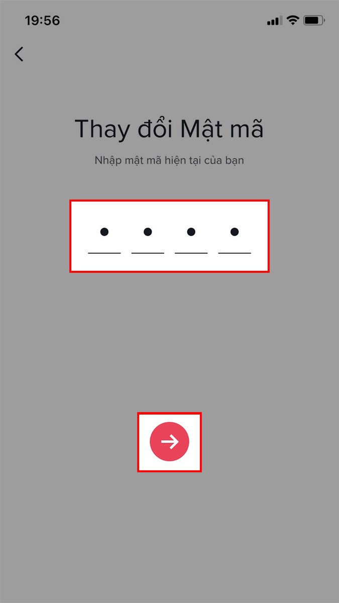 Nhập mật m&atilde; hiện tại của chế độ hạn chế > Nhấn biểu tượng mũi t&ecirc;n