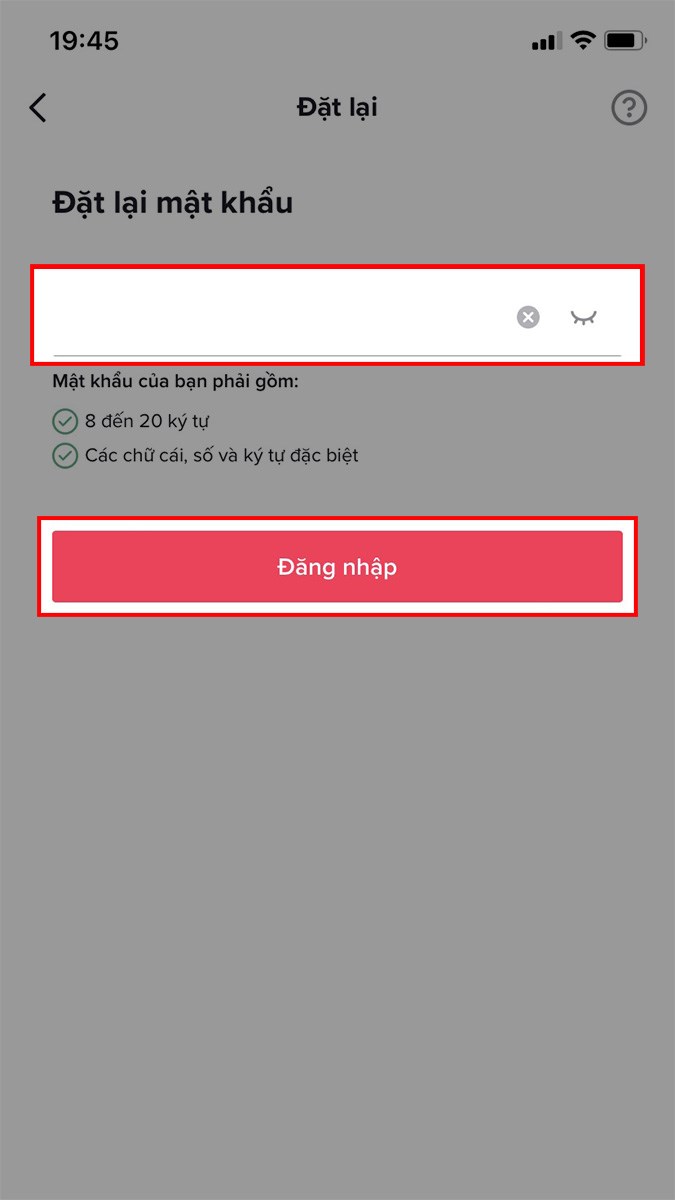 Tiến h&agrave;nh đặt lại mật khẩu mới cho t&agrave;i khoản > Chọn Đăng nhập