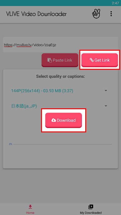 Chọn Get Link > Chọn Download