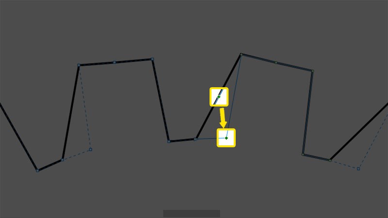 K&eacute;o điểm xuống để tạo cạnh cho b&aacute;nh răng