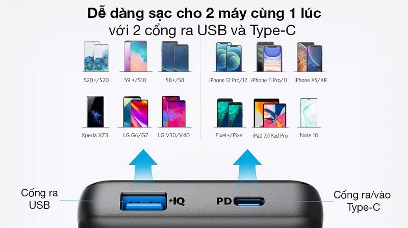 Dễ d&agrave;ng sạc cho 2 m&aacute;y c&ugrave;ng một l&uacute;c