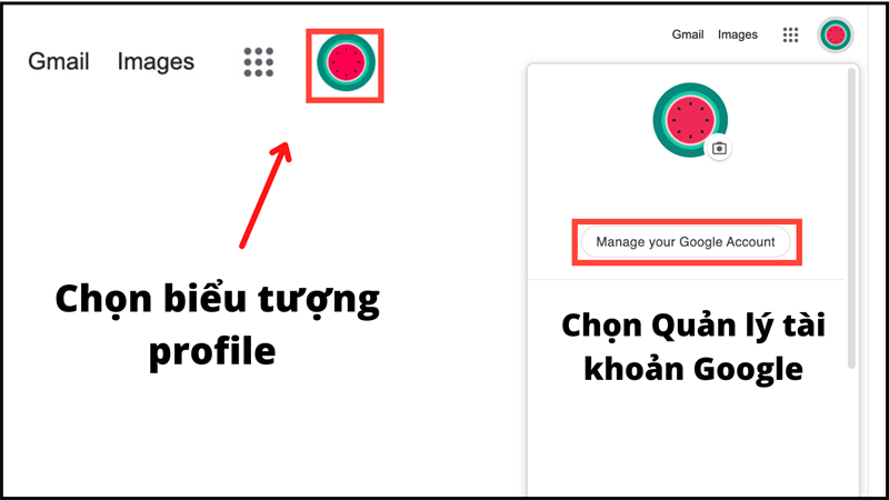 Chọn biểu tượng profile, sau đó chọn