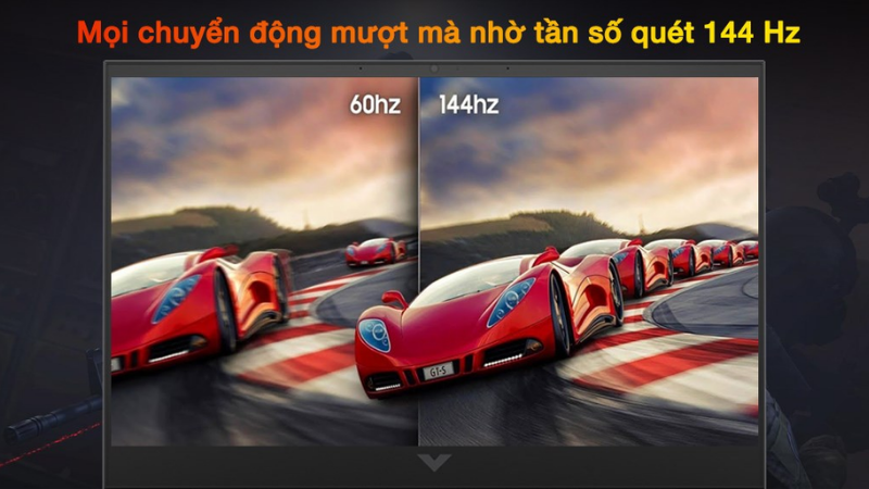 Màn hình 16.1 inch kèm tần số quét 144 Hz đỉnh cao