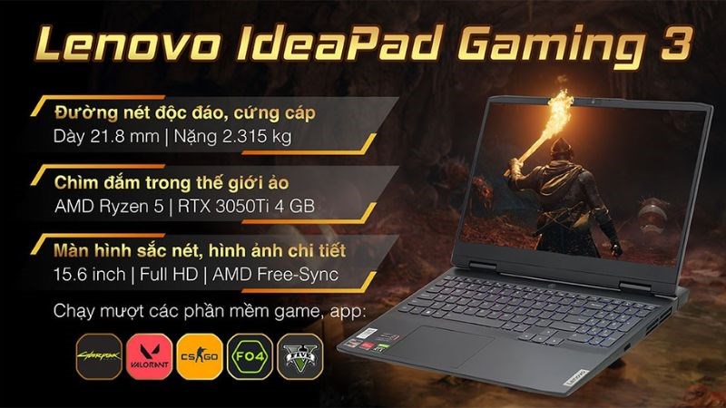 Laptop Lenovo Ideapad Gaming 3 15ARH7 R5 6600H