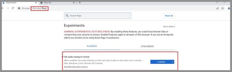 Bật Tab audio muting UI control Bật Tab audio muting UI control