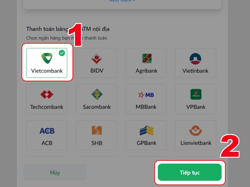 Chọn ng&acirc;n h&agrave;ng