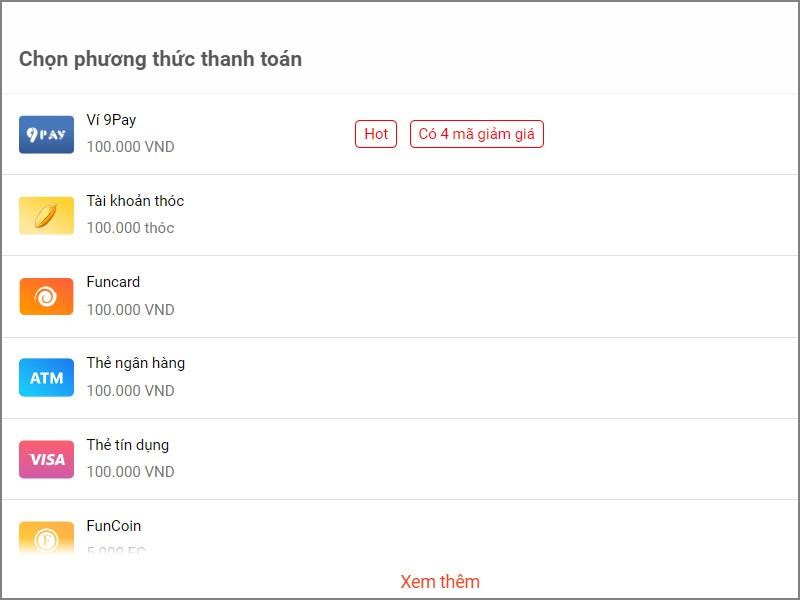 Chọn c&aacute;ch thanh to&aacute;n