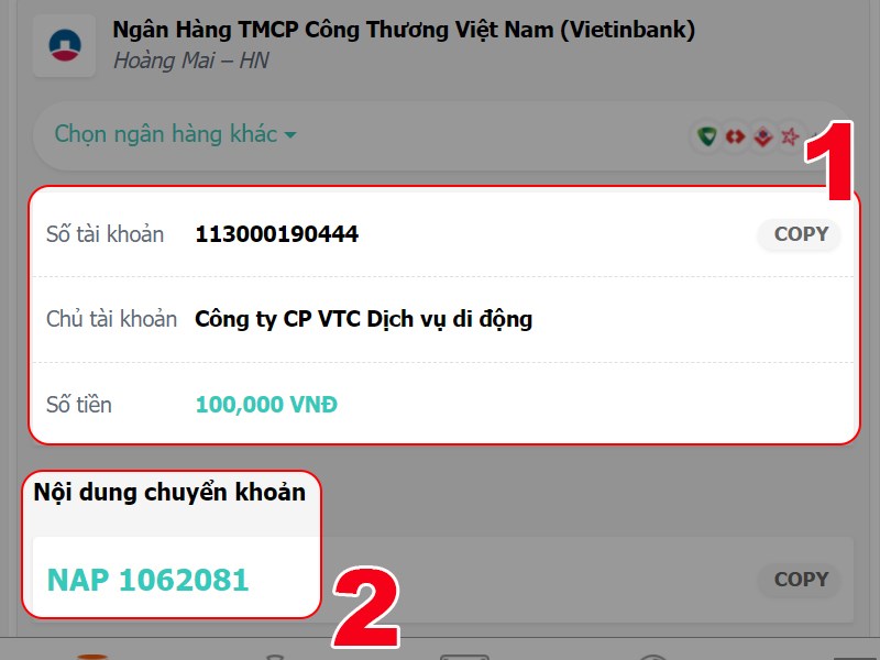 Bạn h&atilde;y chuyển khoản theo th&ocirc;ng tin tại đ&acirc;y