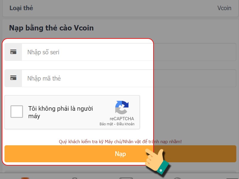 Nhập th&ocirc;ng tin thẻ c&agrave;o