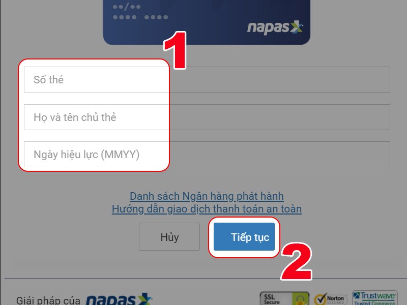 Nhập th&ocirc;ng tin để thanh to&aacute;n