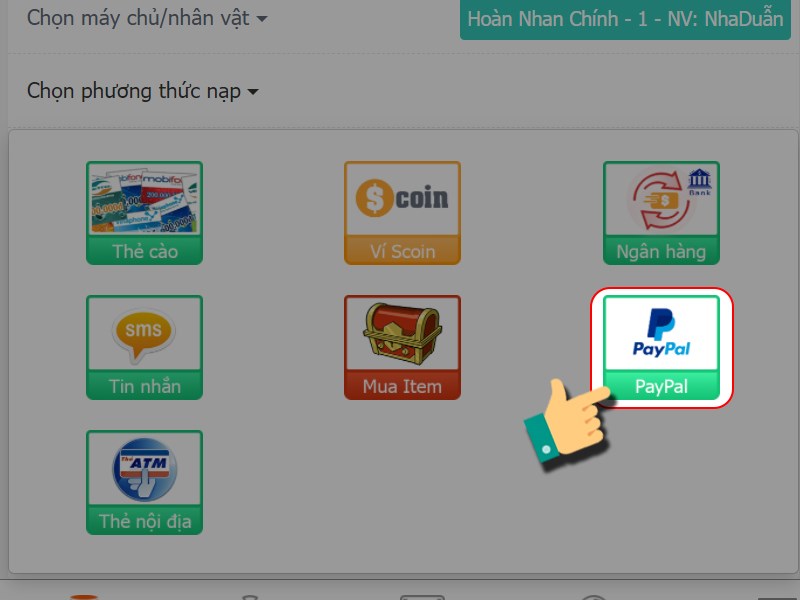 Chọn PayPal
