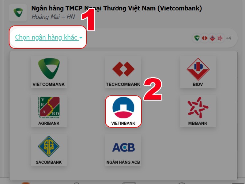 Chọn t&agrave;i khoản VTC 