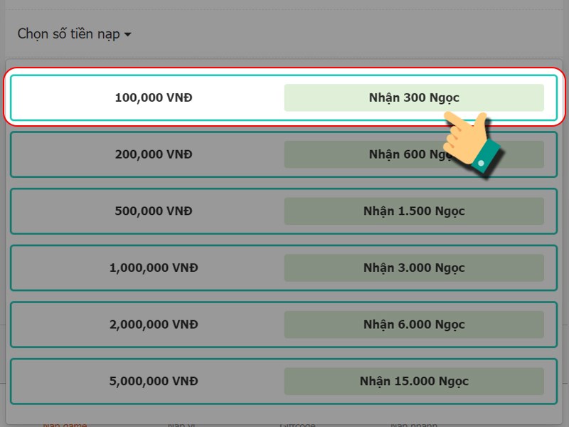 Chọn g&oacute;i nạp