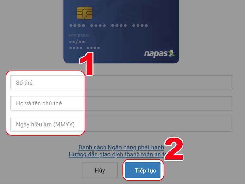 Điền th&ocirc;ng tin thẻ thanh to&aacute;n