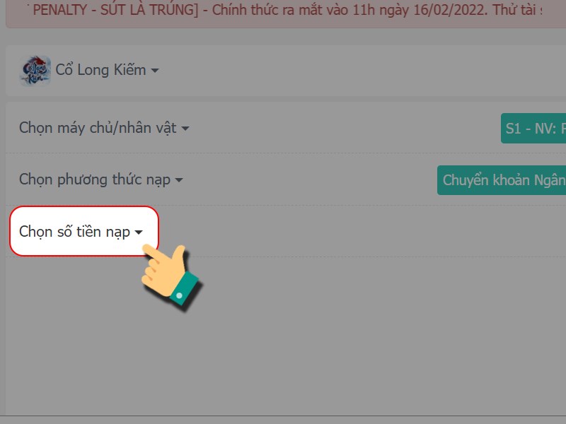 Chọn mức ph&iacute; nạp
