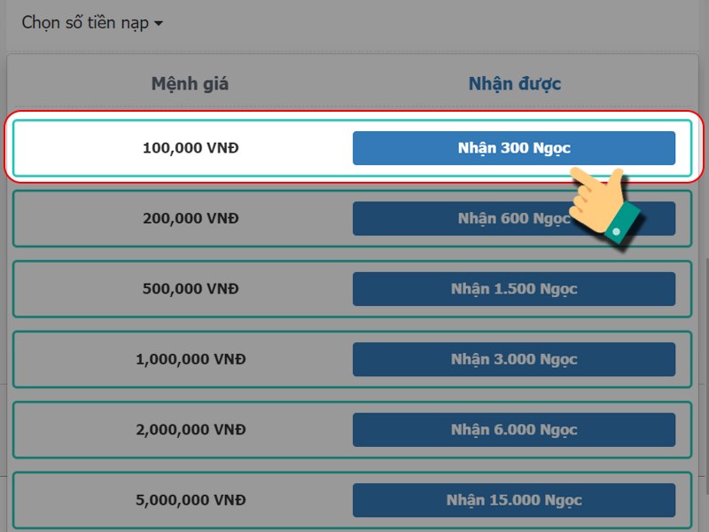 Chọn mệnh gi&aacute;