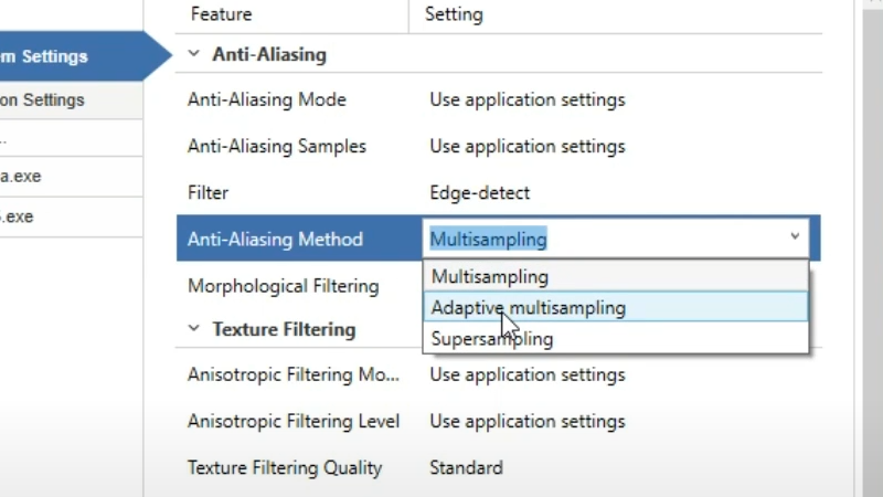 Đổi mục Anti-Aliasing Method