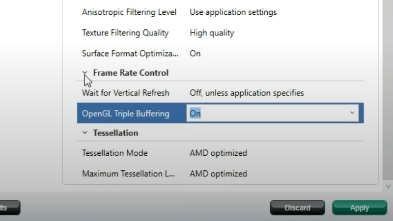 Đổi mục OpenGL Triple Buffering