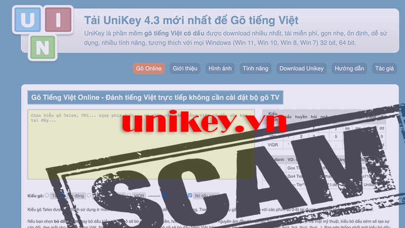 Unikey.vn bị đ&aacute;nh sập