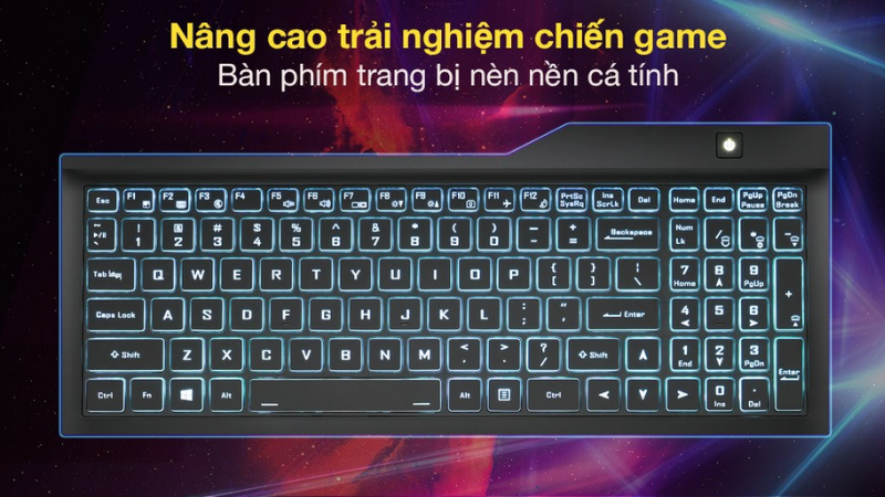 Bàn phím với đèn nền cá tính kèm nút phím nhạy bén