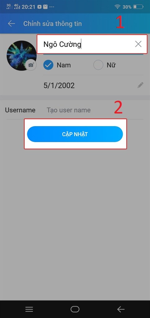 Đổi t&ecirc;n v&agrave; Cập nhật.