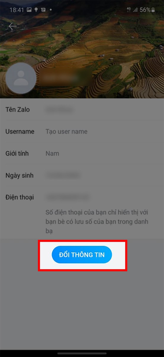 Chọn Đổi th&ocirc;ng tin