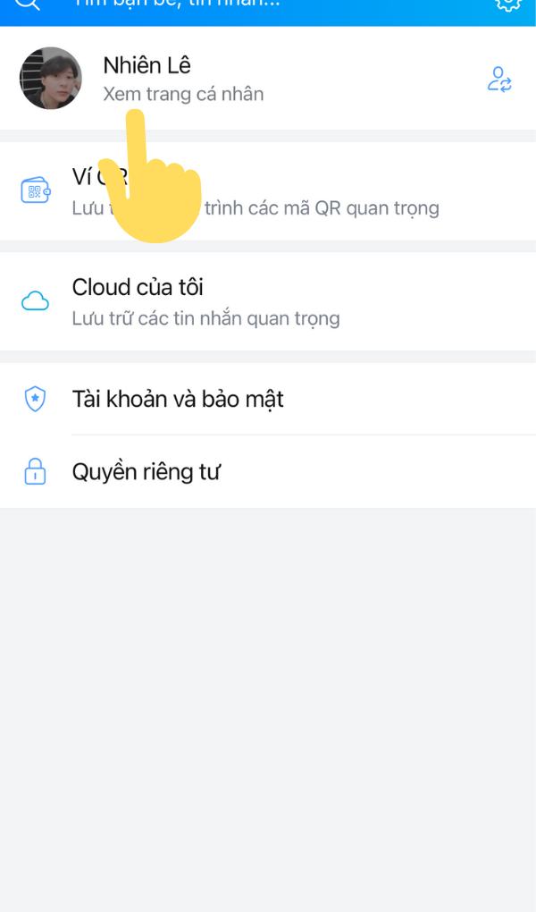 Bấm v&agrave;o t&agrave;i khoản của bạn