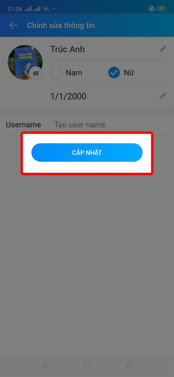  Sau khi bạn bấm v&agrave;o d&ograve;ng chữ &ldquo;Th&ocirc;ng tin&rdquo; sẽ xuất hiện như h&igrave;nh ảnh b&ecirc;n dưới, bạn Bấm v&agrave;o &ldquo;Đổi th&ocirc;ng tin&rdquo; gi&uacute;p m&igrave;nh nh&eacute;.