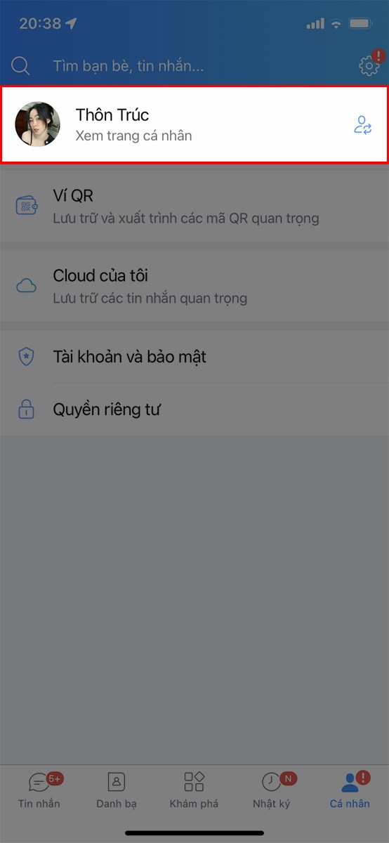 Chọn xem trang cá nhân Chọn xem trang cá nhân