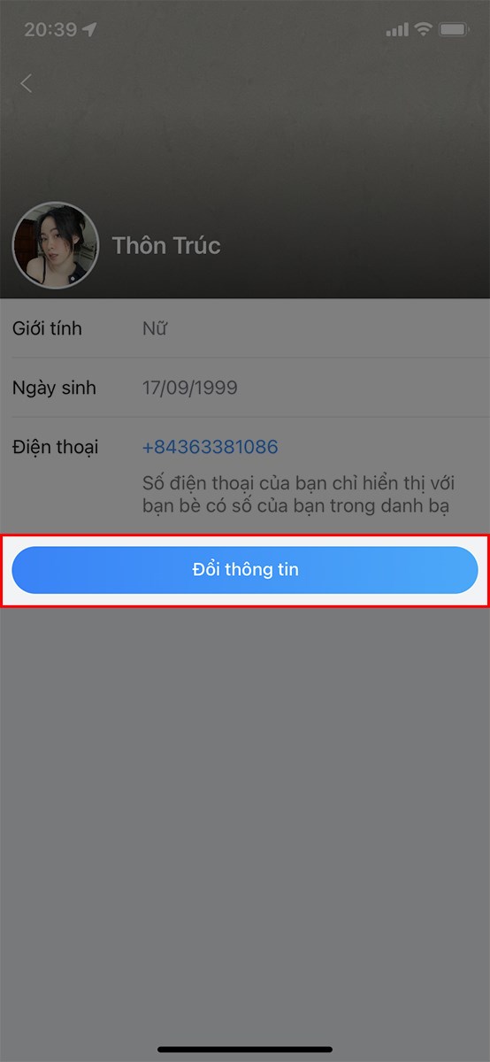 Chọn đổi thông tin Chọn đổi thông tin