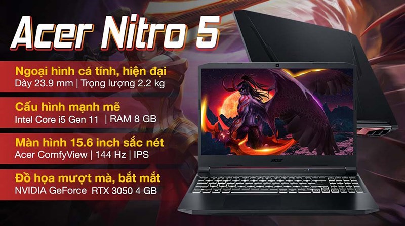 Laptop Acer Nitro 5 Gaming AN515 57 553E i5 11400H