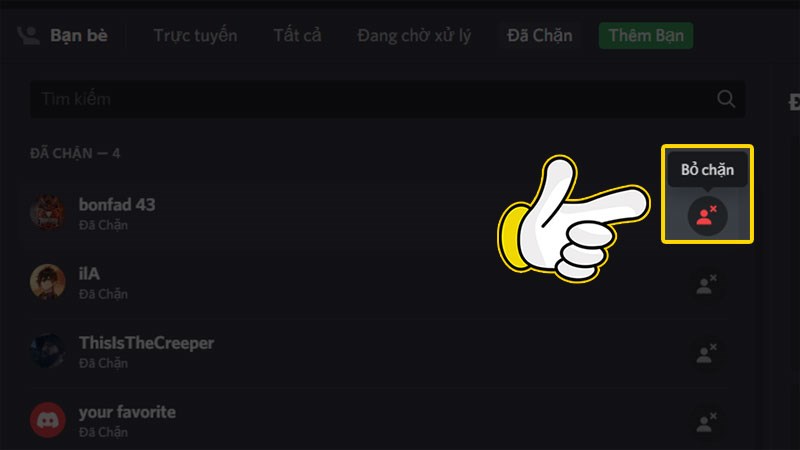 Bỏ chặn người d&ugrave;ng