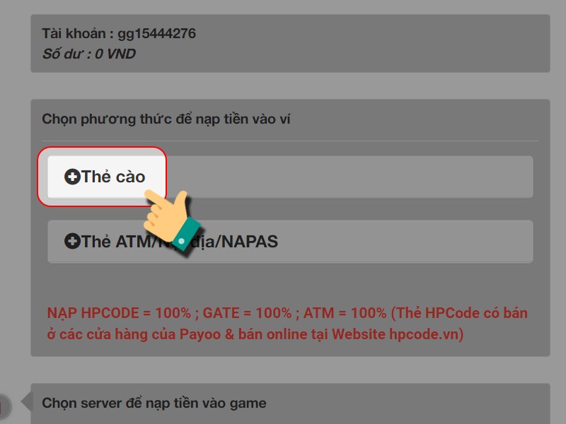 Chọn thẻ c&agrave;o