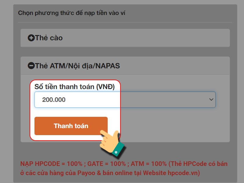 Chọn g&oacute;i nạp