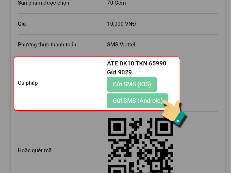 Soạn tin nhắn theo cú pháp tại đây