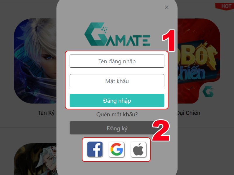 Đăng nhập tài khoản game của bạn