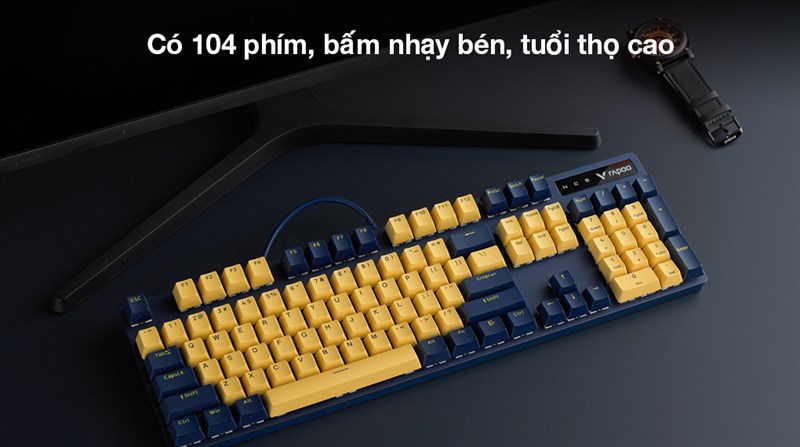 Bàn Phím Cơ Có Dây Gaming Rapoo V500Pro Vàng Xanh