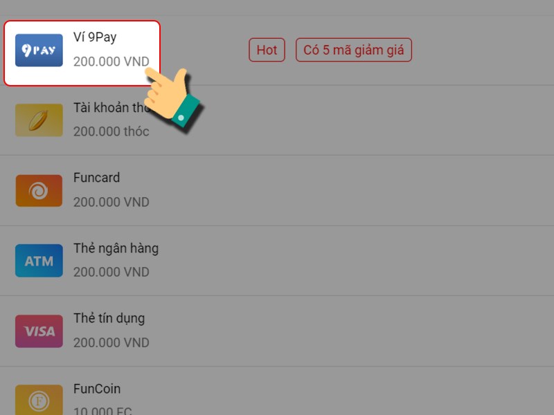 Thanh to&aacute;n bằng v&iacute; 9Pay