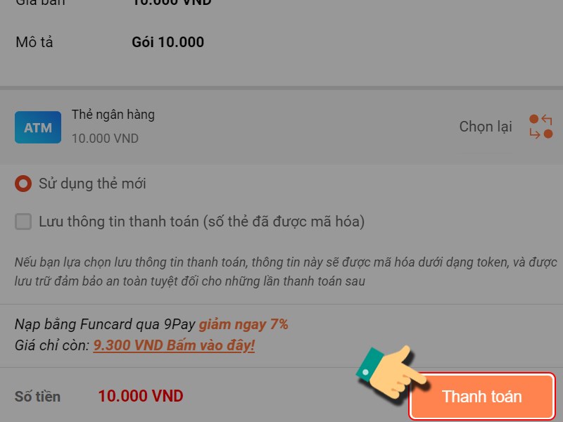 Nhấn v&agrave;o Thanh to&aacute;n