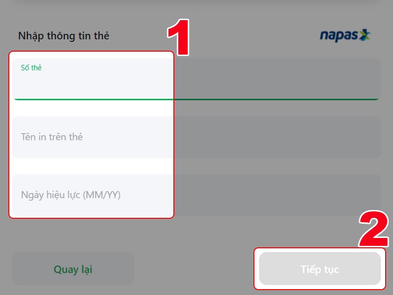 Nhập th&ocirc;ng tin thẻ ng&acirc;n h&agrave;ng của bạn