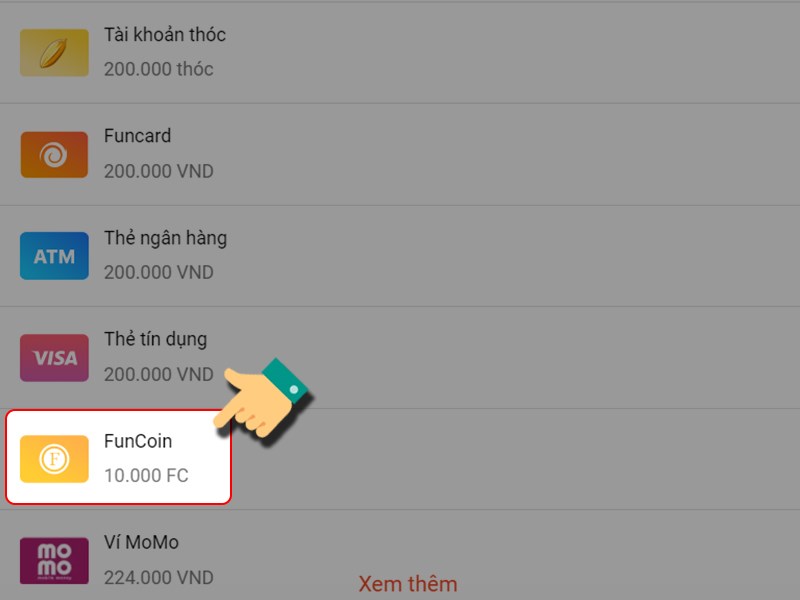 Nạp bằng FunCoin