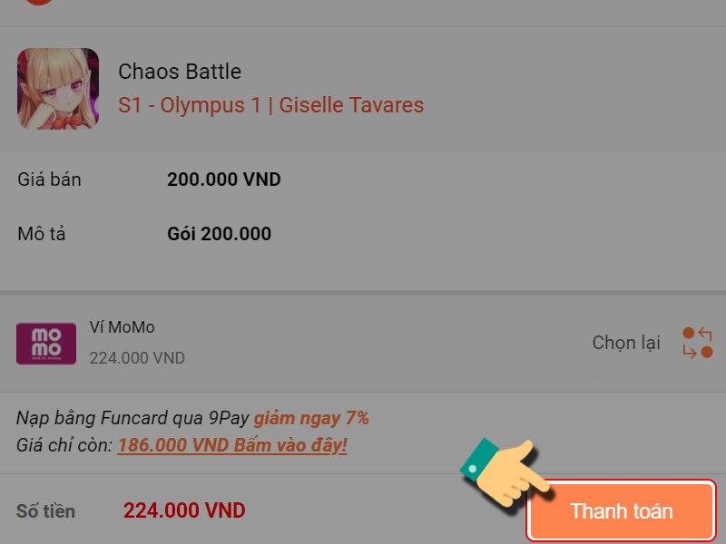 Nhấn Thanh to&aacute;n