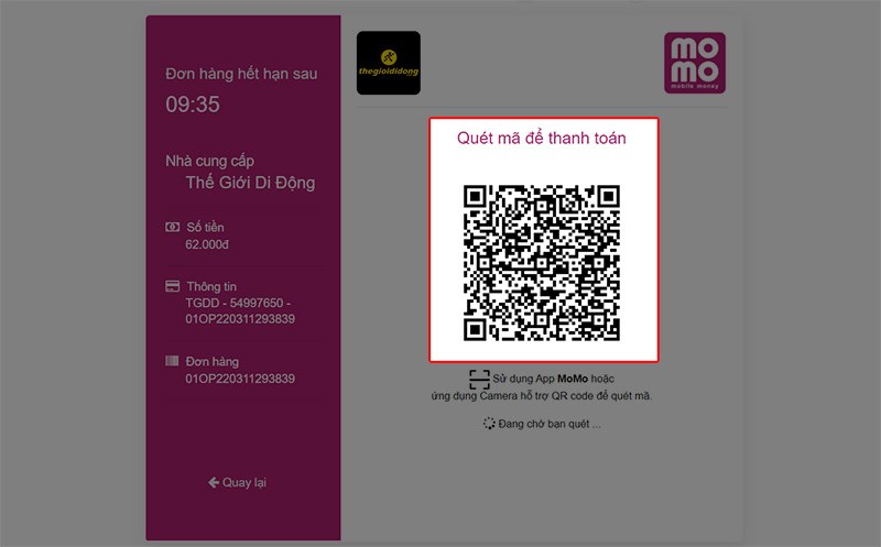 Mở ứng dụng MoMo và quét mã QR image/jpeg