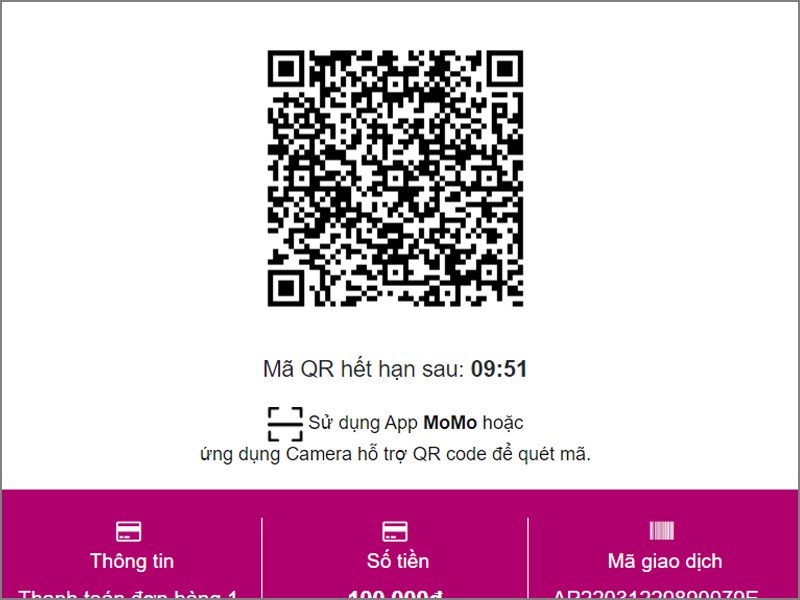 Quét mã QR để thanh toán