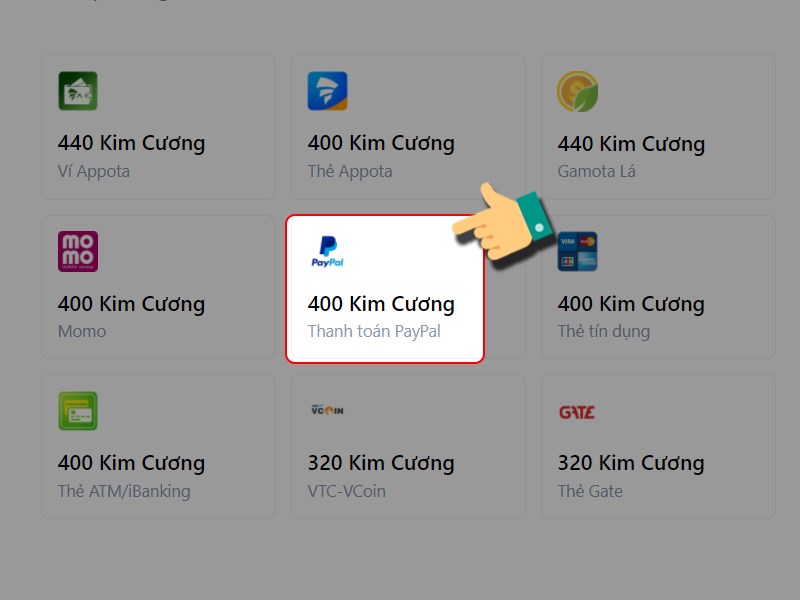 Nạp bằng PayPal 