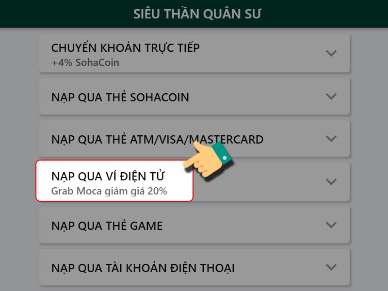 Nạp bằng v&iacute; điện tử 