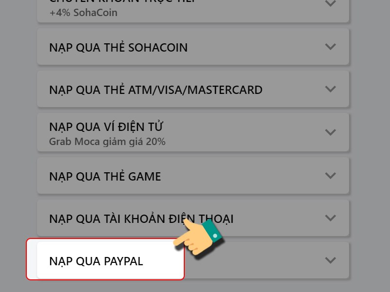 Nạp bằng PayPal