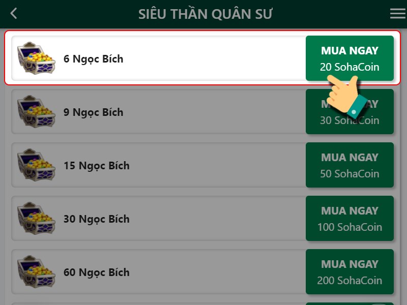 Chọn số tiền bạn muốn nạp